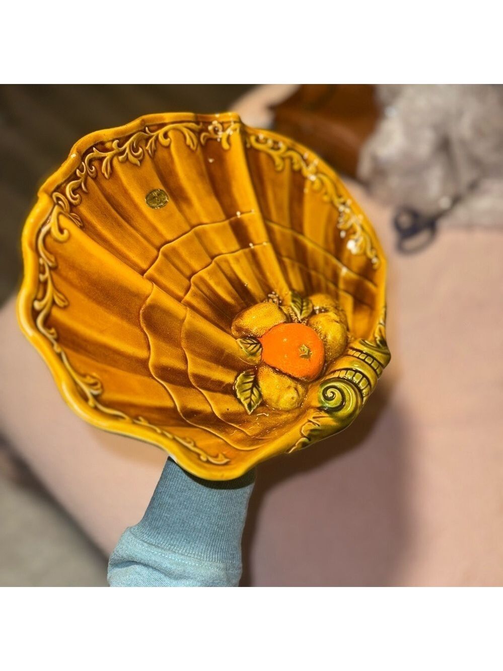 Vintage INARCO Tray clam orange brown fall thanks orange brown